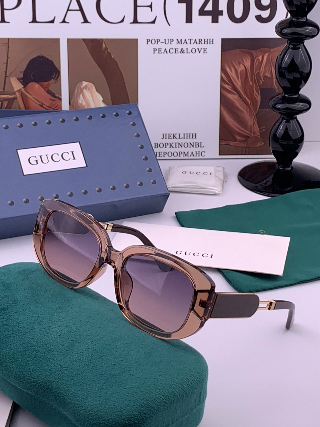 🔺 【GUCCI】开春新款 潮流爆款 时尚方框偏光太阳镜 高品质 佩戴舒适 网红潮款墨镜 女士高清尼龙偏光太阳镜🕶️ 🎉