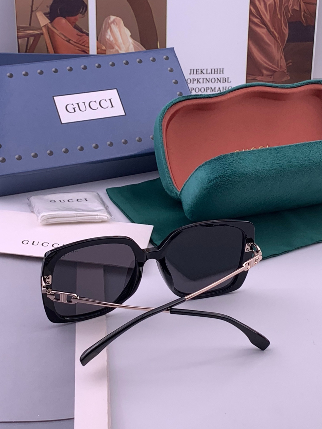 【GUCCI】新款潮流爆款 时尚方框太阳镜 佩戴舒适 网红潮款墨镜  女士高清加厚偏光太阳镜🕶️ 🎉高品质TR镜框 ♥️