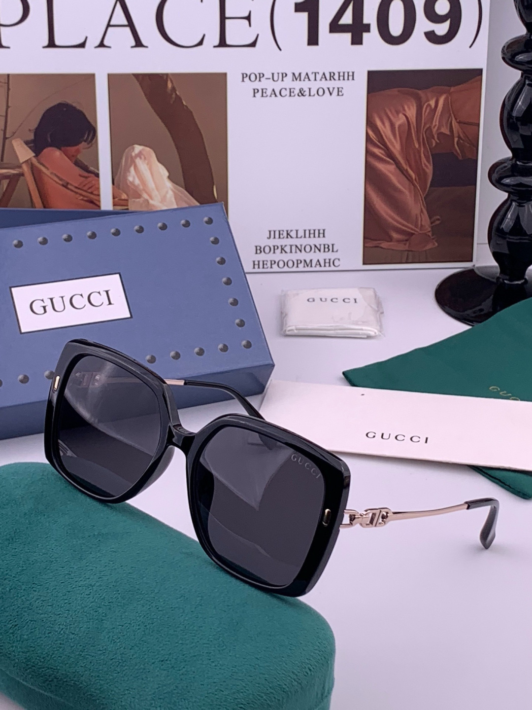 【GUCCI】新款潮流爆款 时尚方框太阳镜 佩戴舒适 网红潮款墨镜  女士高清加厚偏光太阳镜🕶️ 🎉高品质TR镜框 ♥️