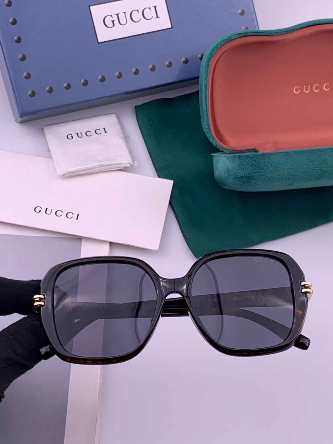 🔺 【GUCCI-偏光太阳镜】开春新款 潮流爆款 时尚方框偏光太阳镜 高品质 佩戴舒适 网红潮款墨镜 女士高清偏光太阳镜