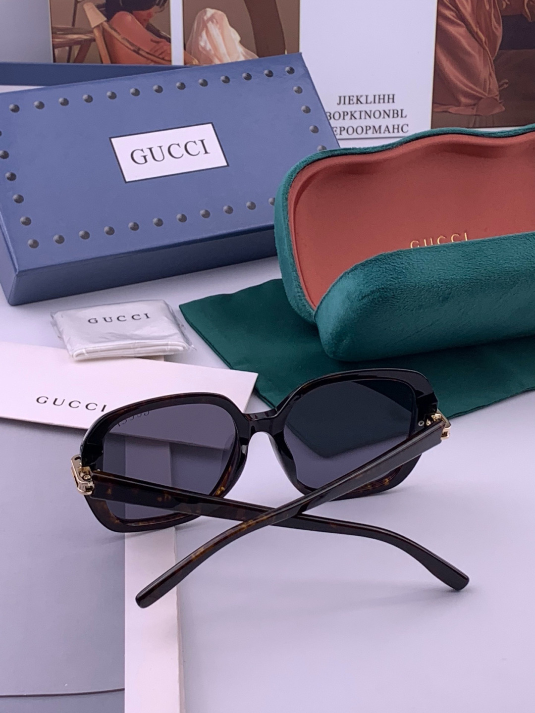 🔺 【GUCCI-偏光太阳镜】开春新款 潮流爆款 时尚方框偏光太阳镜 高品质 佩戴舒适 网红潮款墨镜 女士高清偏光太阳镜