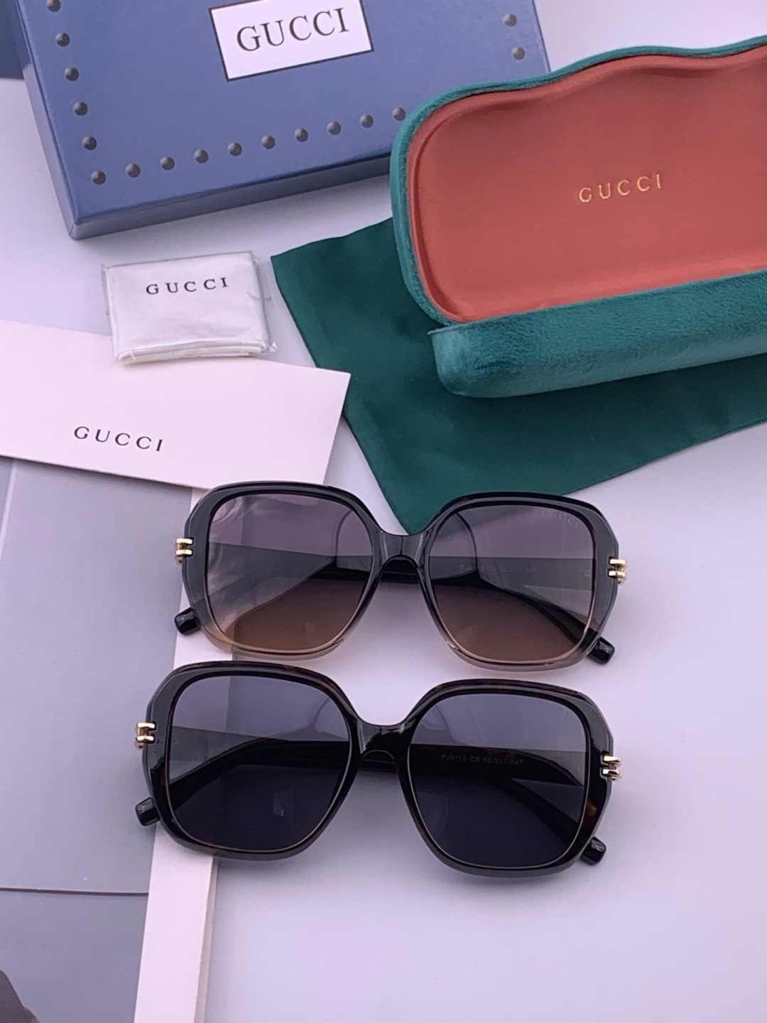 🔺 【GUCCI-偏光太阳镜】开春新款 潮流爆款 时尚方框偏光太阳镜 高品质 佩戴舒适 网红潮款墨镜 女士高清偏光太阳镜