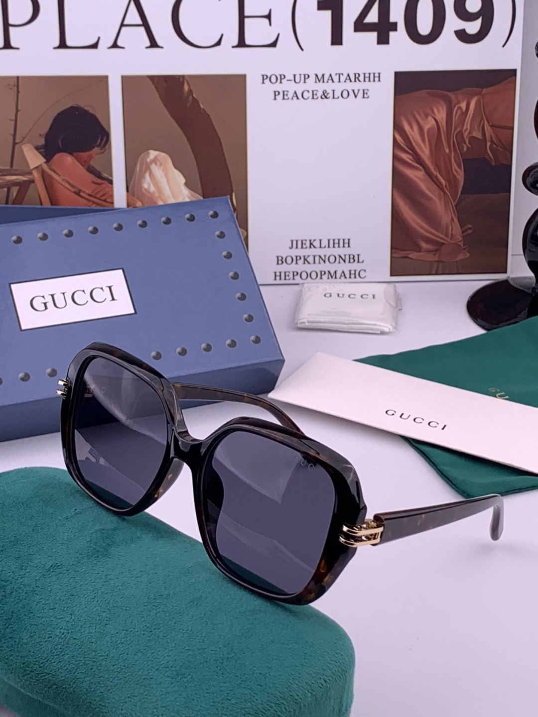 🔺 【GUCCI-偏光太阳镜】开春新款 潮流爆款 时尚方框偏光太阳镜 高品质 佩戴舒适 网红潮款墨镜 女士高清偏光太阳镜
