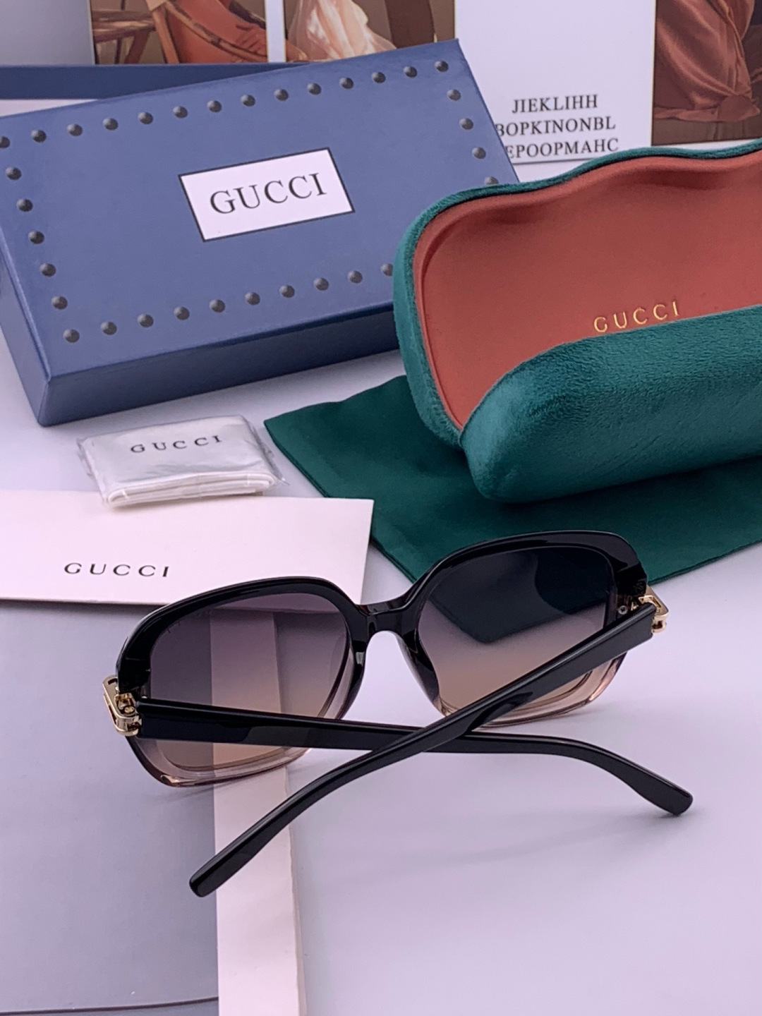 🔺 【GUCCI-偏光太阳镜】开春新款 潮流爆款 时尚方框偏光太阳镜 高品质 佩戴舒适 网红潮款墨镜 女士高清偏光太阳镜