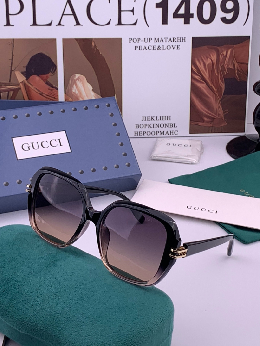 🔺 【GUCCI-偏光太阳镜】开春新款 潮流爆款 时尚方框偏光太阳镜 高品质 佩戴舒适 网红潮款墨镜 女士高清偏光太阳镜