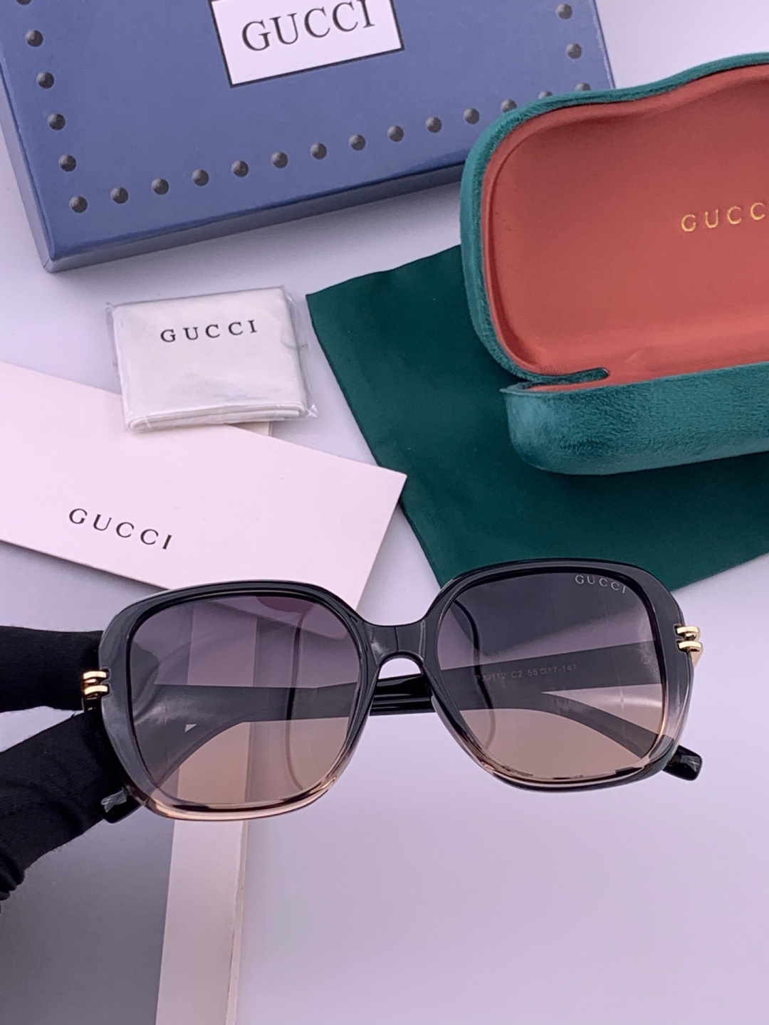 🔺 【GUCCI-偏光太阳镜】开春新款 潮流爆款 时尚方框偏光太阳镜 高品质 佩戴舒适 网红潮款墨镜 女士高清偏光太阳镜