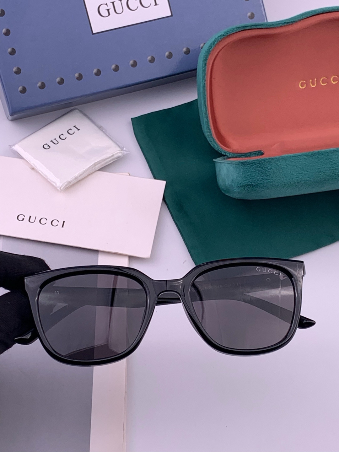 🔺 【GUCCI】开春新款 潮流爆款 时尚方框偏光太阳镜 高品质 佩戴舒适 网红潮款墨镜 女士高清尼龙偏光太阳镜🕶️ 🎉