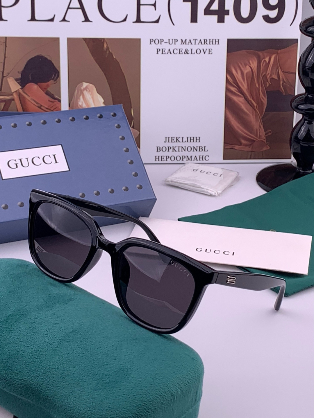 🔺 【GUCCI】开春新款 潮流爆款 时尚方框偏光太阳镜 高品质 佩戴舒适 网红潮款墨镜 女士高清尼龙偏光太阳镜🕶️ 🎉
