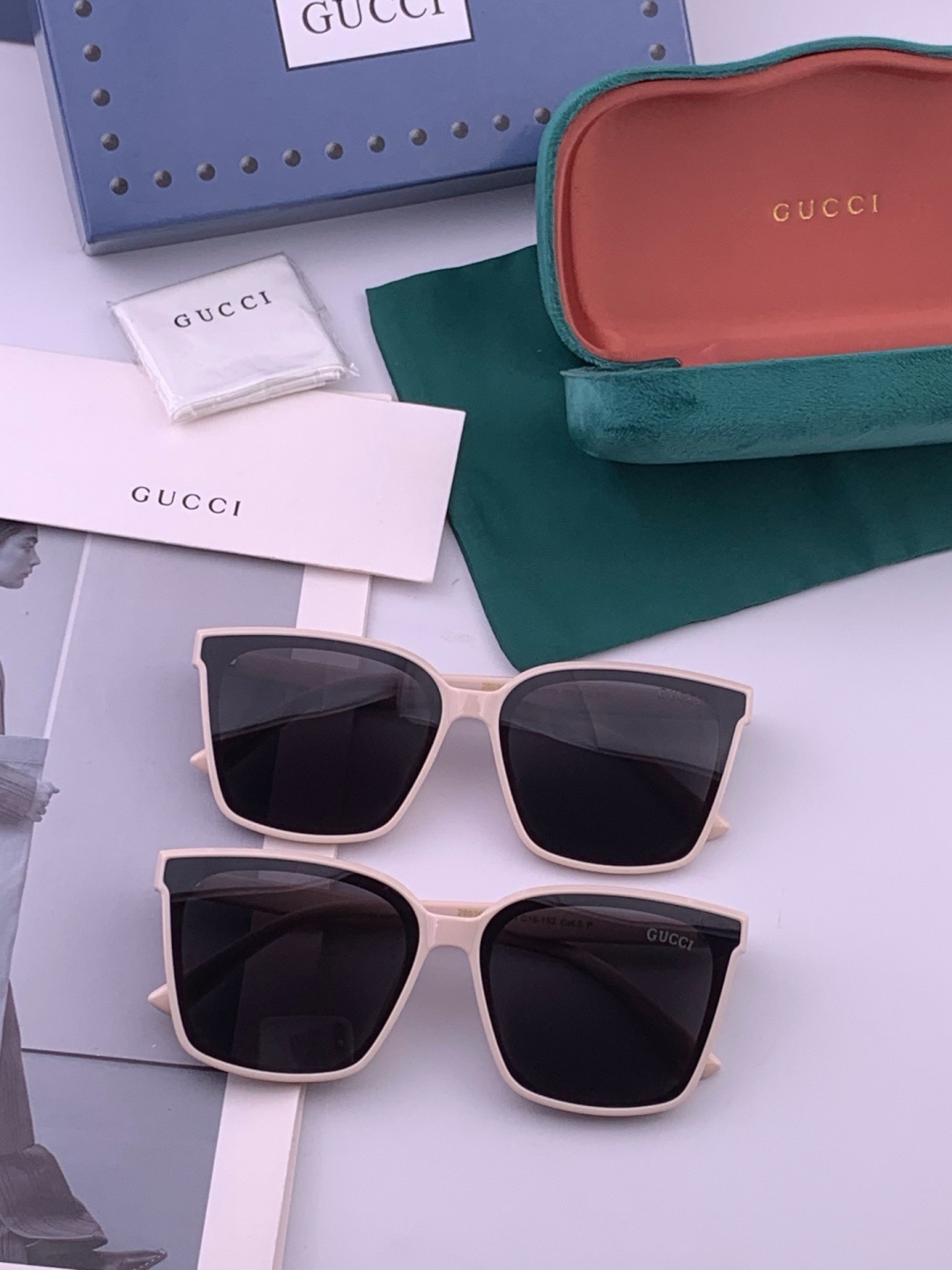 🔺 【GUCCI】开春新款 潮流爆款 时尚方框偏光太阳镜 高品质 佩戴舒适 网红潮款墨镜 女士高清尼龙偏光太阳镜🕶️ 🎉