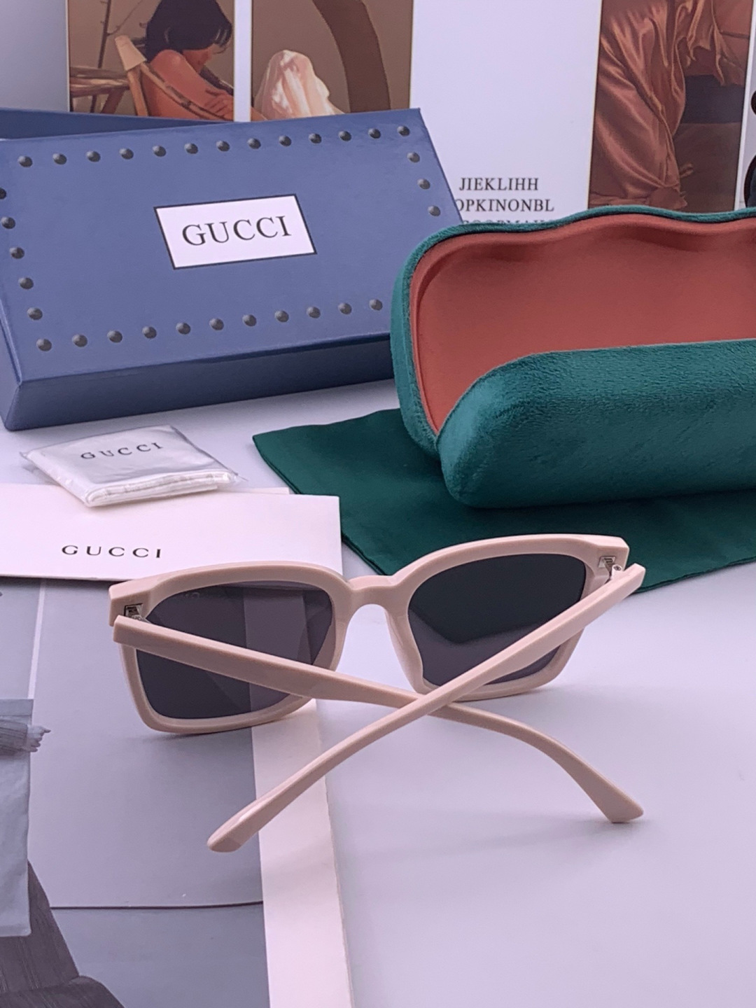 🔺 【GUCCI】开春新款 潮流爆款 时尚方框偏光太阳镜 高品质 佩戴舒适 网红潮款墨镜 女士高清尼龙偏光太阳镜🕶️ 🎉