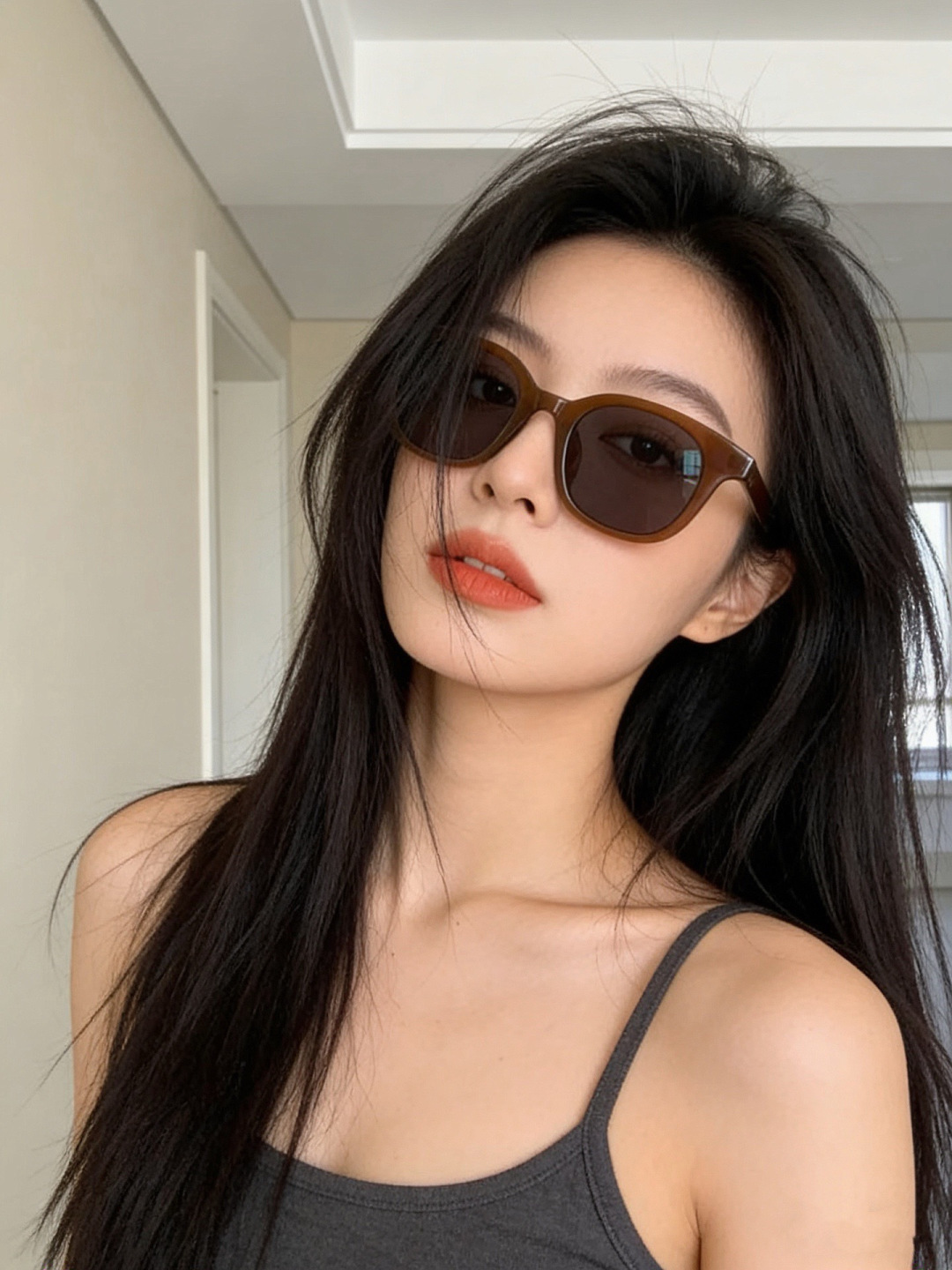 GUCCI  新款偏光太眼镜，情侣款时尚方框太阳镜佩戴舒适网红潮流款墨镜，大气女人范儿，大脸小脸都好看 ！型号：G599