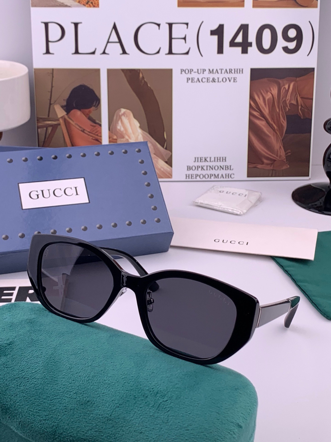 GUCCI  新款偏光太眼镜，情侣款时尚方框太阳镜佩戴舒适网红潮流款墨镜，大气女人范儿，大脸小脸都好看 ！型号：G799