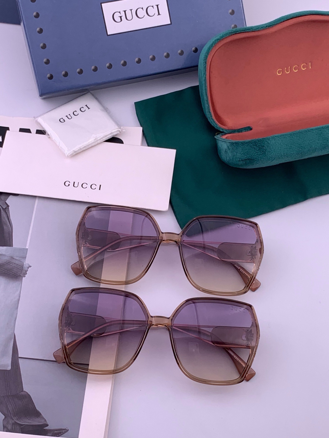 🔺 【GUCCI-偏光太阳镜】开春新款 潮流爆款 时尚圆框偏光太阳镜 高品质 佩戴舒适 网红潮款墨镜 女士高清偏光太阳镜