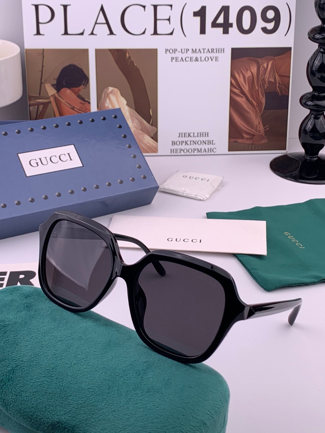 🔺 【GUCCI】开春新款 潮流爆款 时尚方框偏光太阳镜 高品质 佩戴舒适 网红潮款墨镜 女士高清尼龙偏光太阳镜🕶️ 🎉