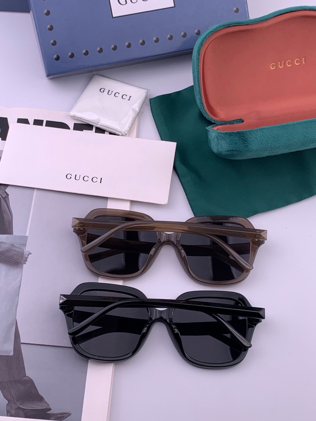 🔺 【GUCCI】开春新款 潮流爆款 时尚方框偏光太阳镜 高品质 佩戴舒适 网红潮款墨镜 女士高清尼龙偏光太阳镜🕶️ 🎉
