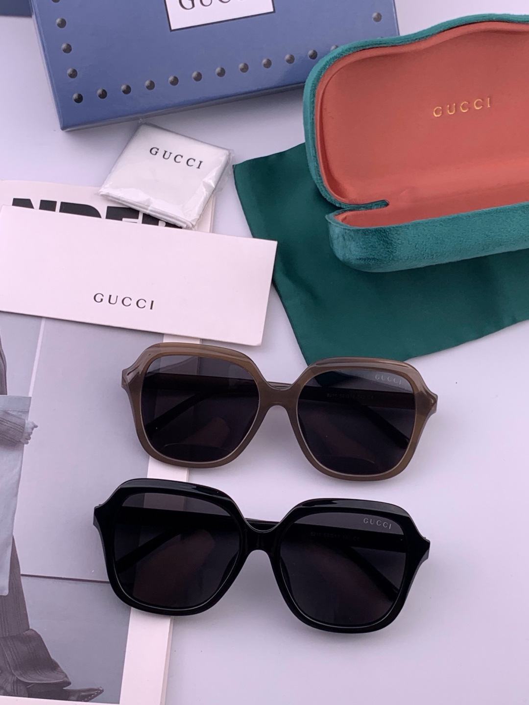 🔺 【GUCCI】开春新款 潮流爆款 时尚方框偏光太阳镜 高品质 佩戴舒适 网红潮款墨镜 女士高清尼龙偏光太阳镜🕶️ 🎉