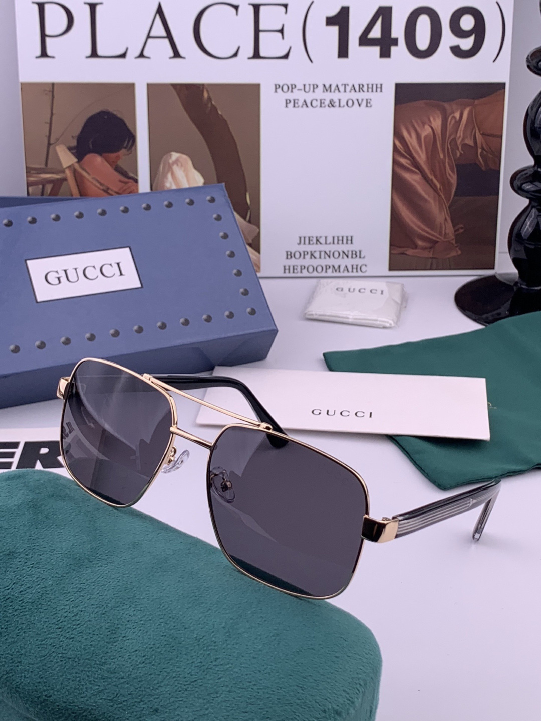 Gucci 。  高品质男女款墨镜   👍 进口宝丽来偏光镜片  。蛤蟆镜 开车钓鱼都可 。百搭显瘦墨镜韩版男士飞行员大