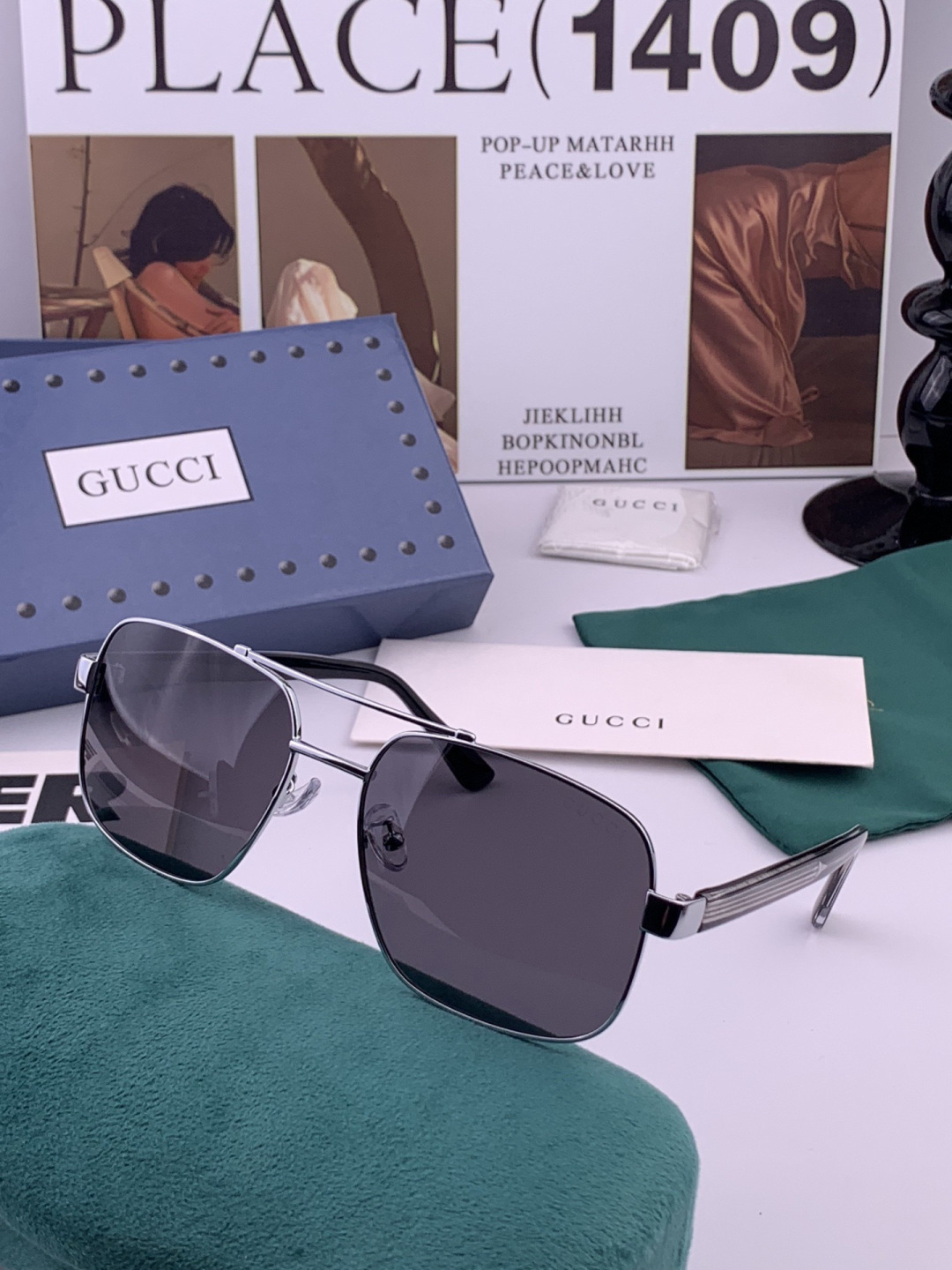 Gucci 。  高品质男女款墨镜   👍 进口宝丽来偏光镜片  。蛤蟆镜 开车钓鱼都可 。百搭显瘦墨镜韩版男士飞行员大