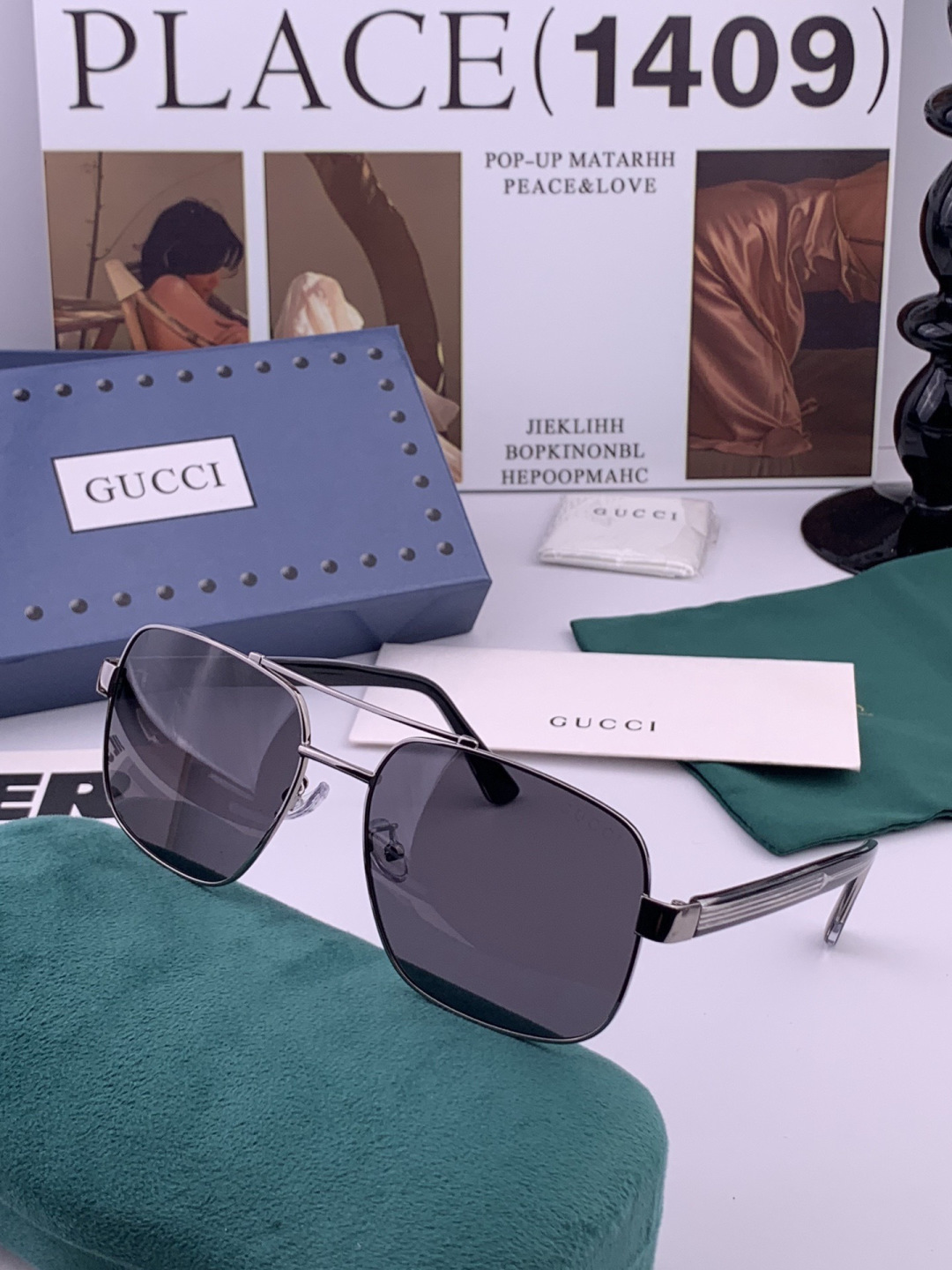 Gucci 。  高品质男女款墨镜   👍 进口宝丽来偏光镜片  。蛤蟆镜 开车钓鱼都可 。百搭显瘦墨镜韩版男士飞行员大