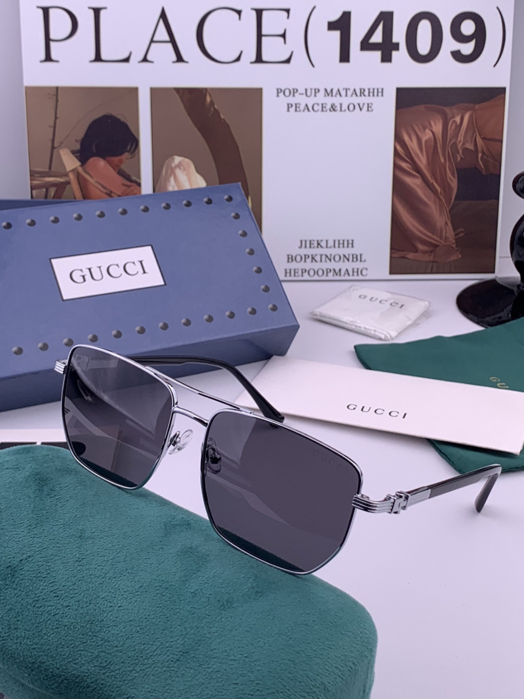 Gucci 。  高品质男女款墨镜   👍 进口宝丽来偏光镜片  。蛤蟆镜 开车钓鱼都可 。百搭显瘦墨镜韩版男士飞行员大