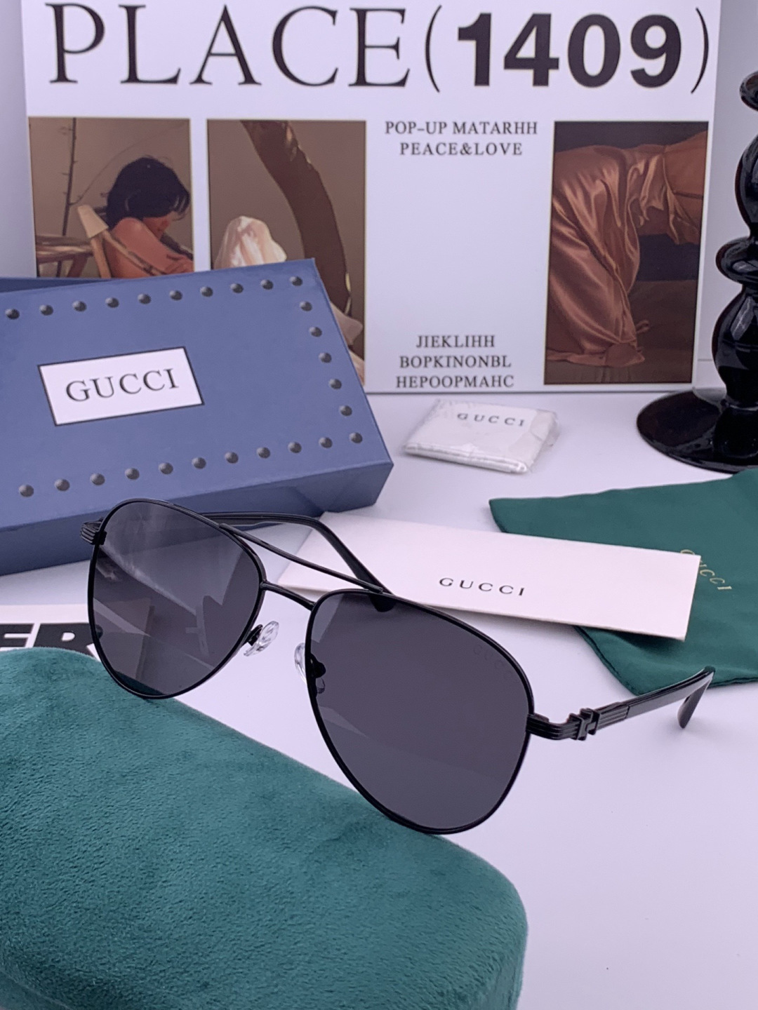 Gucci 。  高品质男女款墨镜   👍 进口宝丽来偏光镜片  。蛤蟆镜 开车钓鱼都可 。百搭显瘦墨镜韩版男士飞行员大