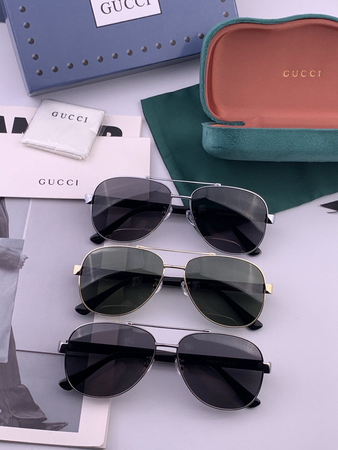 Gucci 。  高品质男女款墨镜   👍 进口宝丽来偏光镜片  。蛤蟆镜 开车钓鱼都可 。百搭显瘦墨镜韩版男士飞行员大
