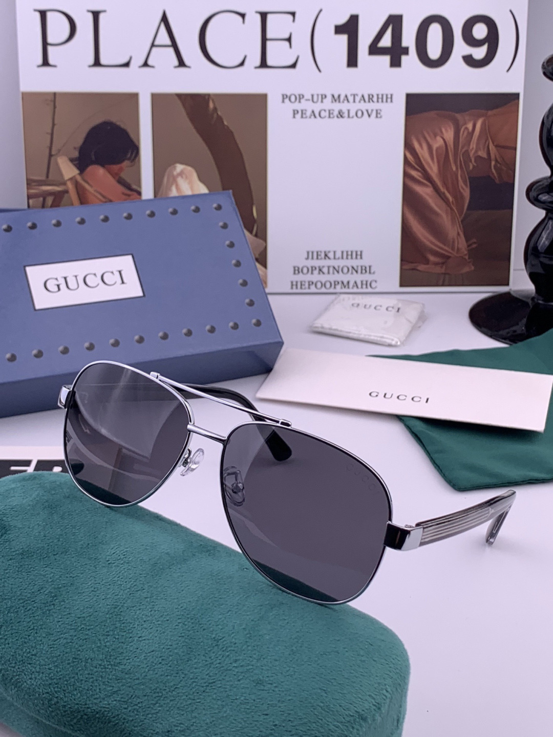 Gucci 。  高品质男女款墨镜   👍 进口宝丽来偏光镜片  。蛤蟆镜 开车钓鱼都可 。百搭显瘦墨镜韩版男士飞行员大