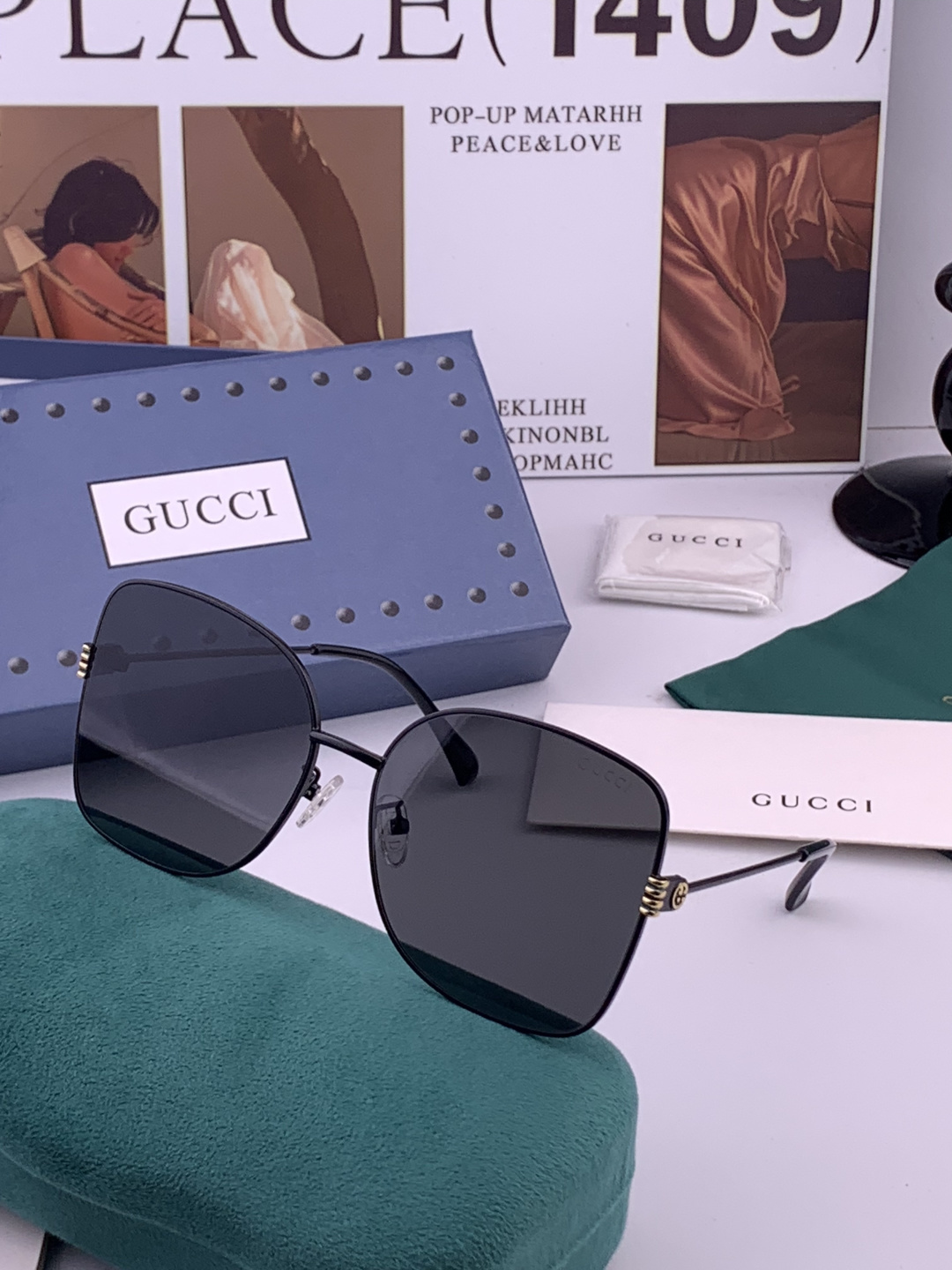 🔺 【GUCCI-尼龙偏光太阳镜】开春新款 潮流爆款 时尚圆框偏光太阳镜 高品质 佩戴舒适 网红潮款墨镜 女士高清尼龙偏