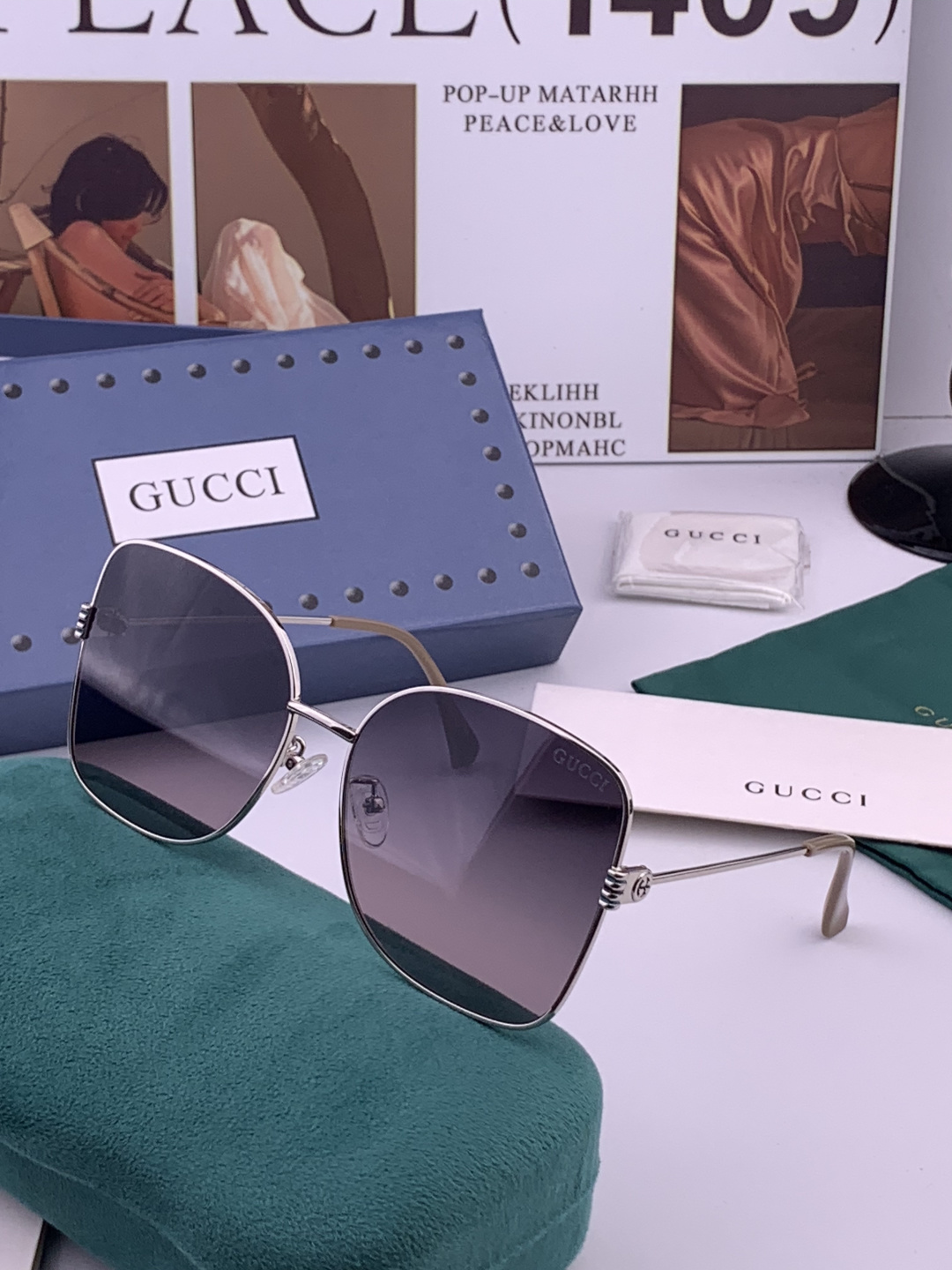🔺 【GUCCI-尼龙偏光太阳镜】开春新款 潮流爆款 时尚圆框偏光太阳镜 高品质 佩戴舒适 网红潮款墨镜 女士高清尼龙偏