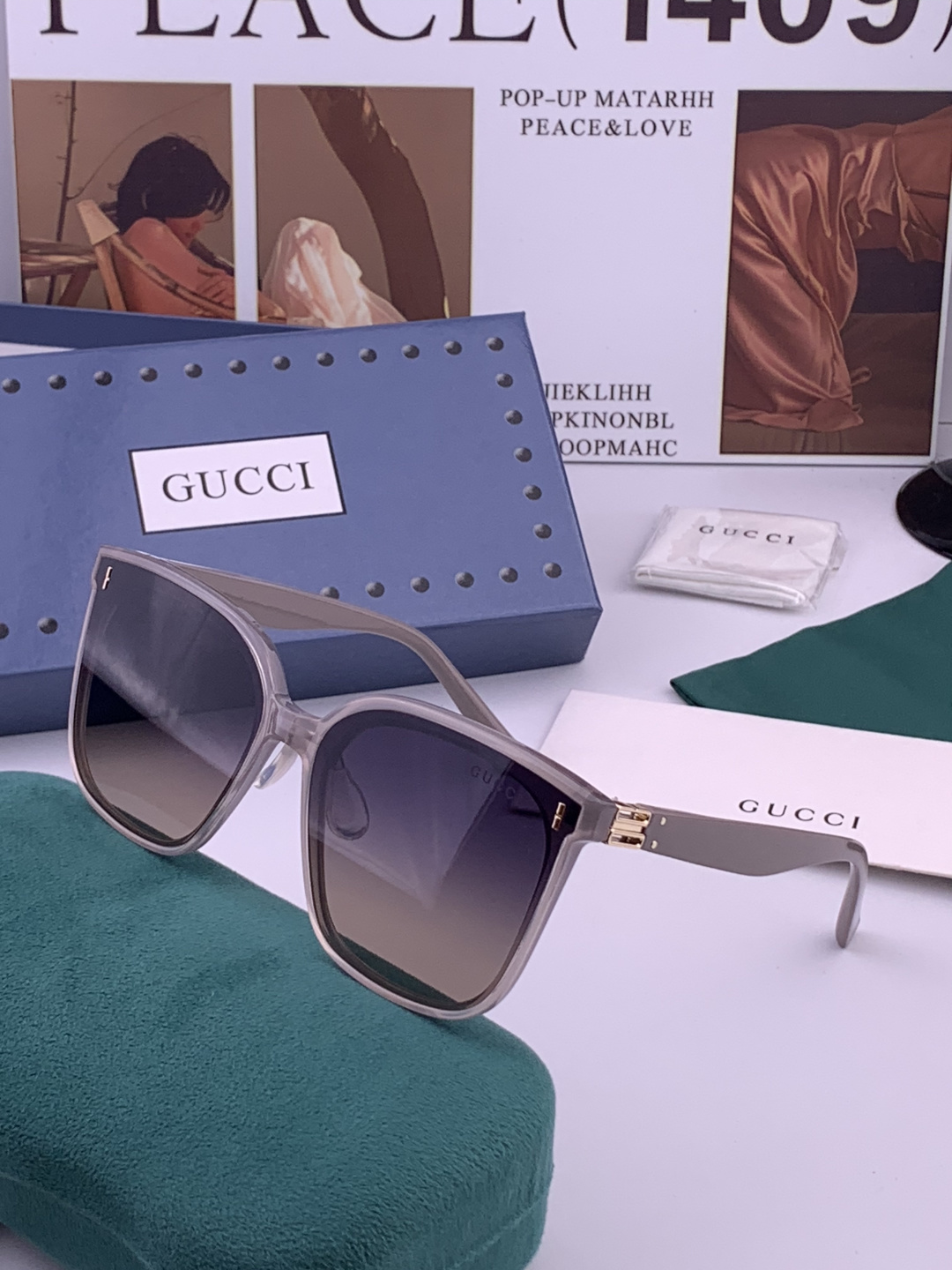 GUCCI  新款尼龙偏光太眼镜，情侣款时尚方框太阳镜佩戴舒适网红潮流款墨镜，大气女人范儿，大脸小脸都好看 ！型号：G6