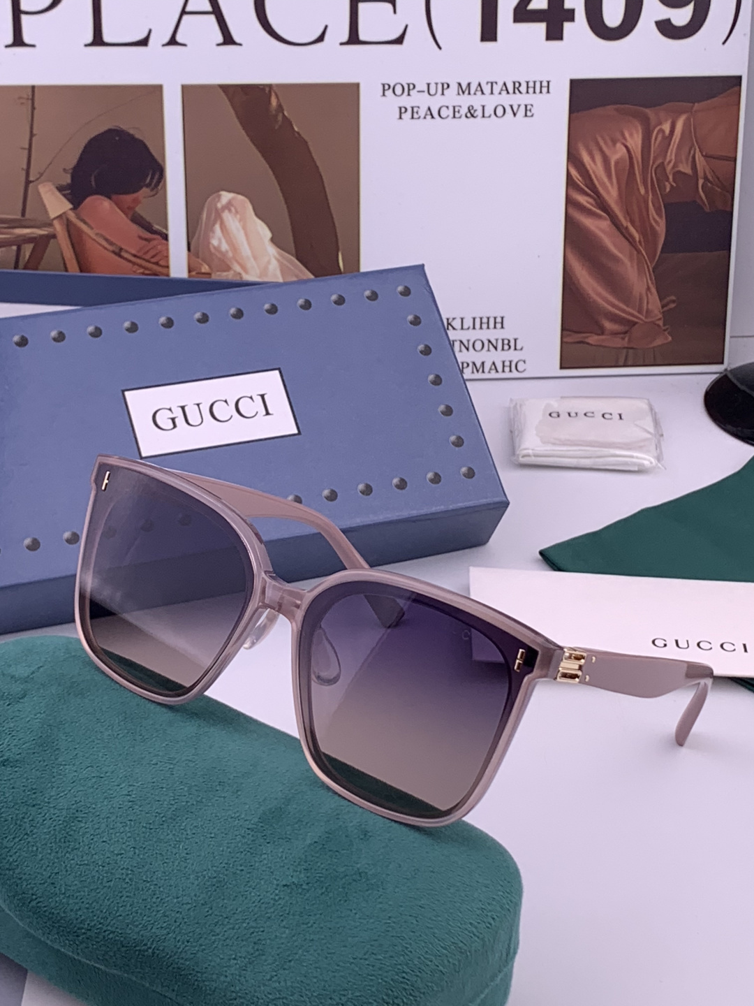 GUCCI  新款尼龙偏光太眼镜，情侣款时尚方框太阳镜佩戴舒适网红潮流款墨镜，大气女人范儿，大脸小脸都好看 ！型号：G6