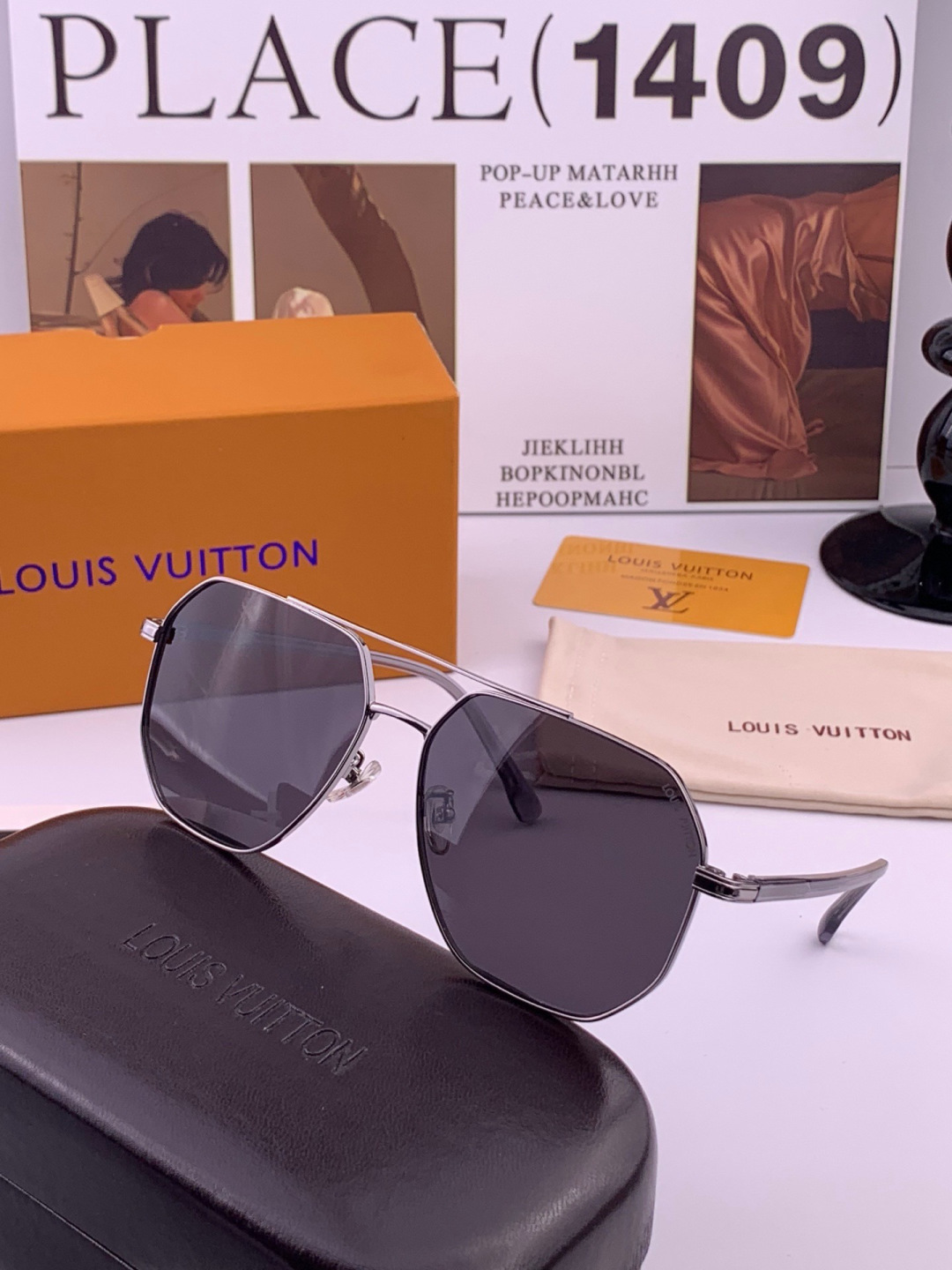 LV 。  高品质男女款墨镜   👍 进口宝丽来偏光镜片  。蛤蟆镜 开车钓鱼都可 。百搭显瘦墨镜韩版男士飞行员大框司机