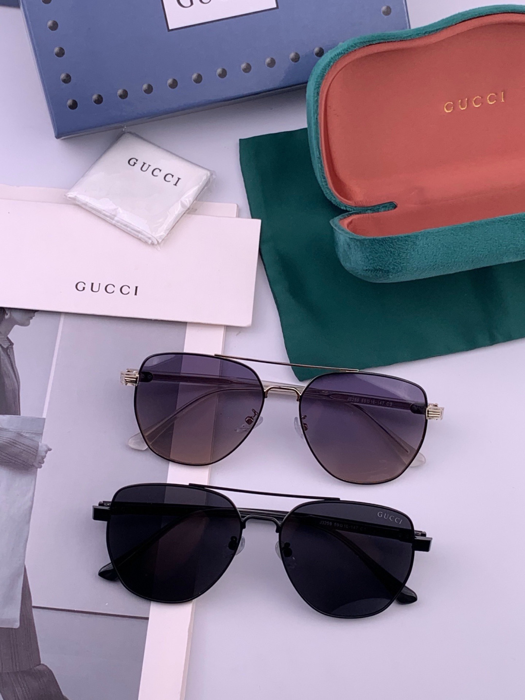 Gucci 。  高品质男女款墨镜   👍 进口宝丽来偏光镜片  。蛤蟆镜 开车钓鱼都可 。百搭显瘦墨镜韩版男士飞行员大