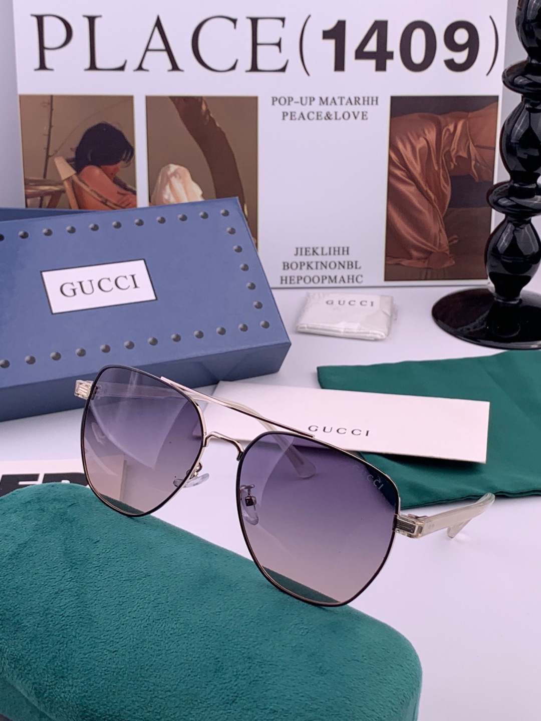 Gucci 。  高品质男女款墨镜   👍 进口宝丽来偏光镜片  。蛤蟆镜 开车钓鱼都可 。百搭显瘦墨镜韩版男士飞行员大