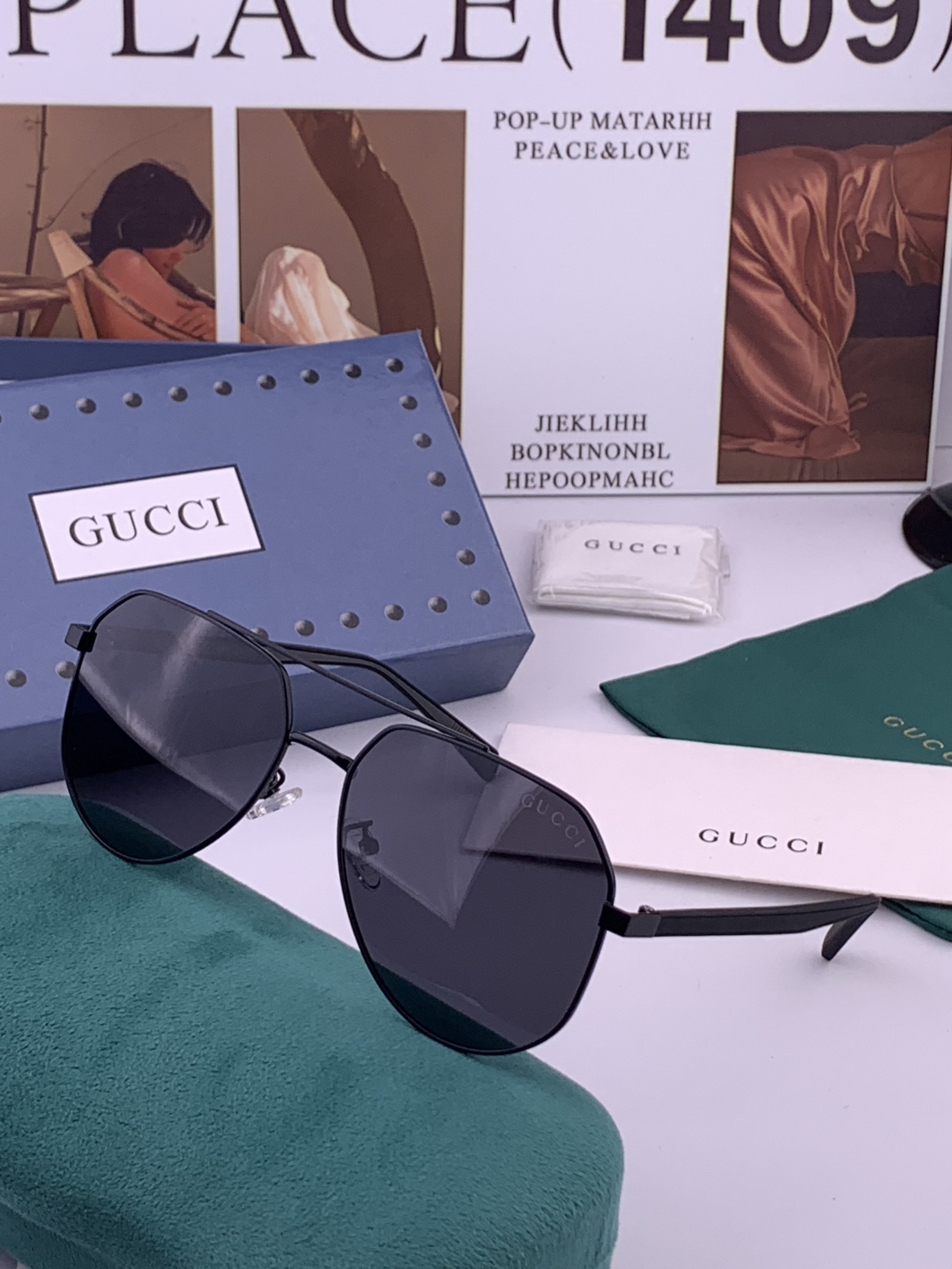 Gucci 。  高品质男女款墨镜   👍 进口宝丽来偏光镜片  。蛤蟆镜 开车钓鱼都可 。百搭显瘦墨镜韩版男士飞行员大