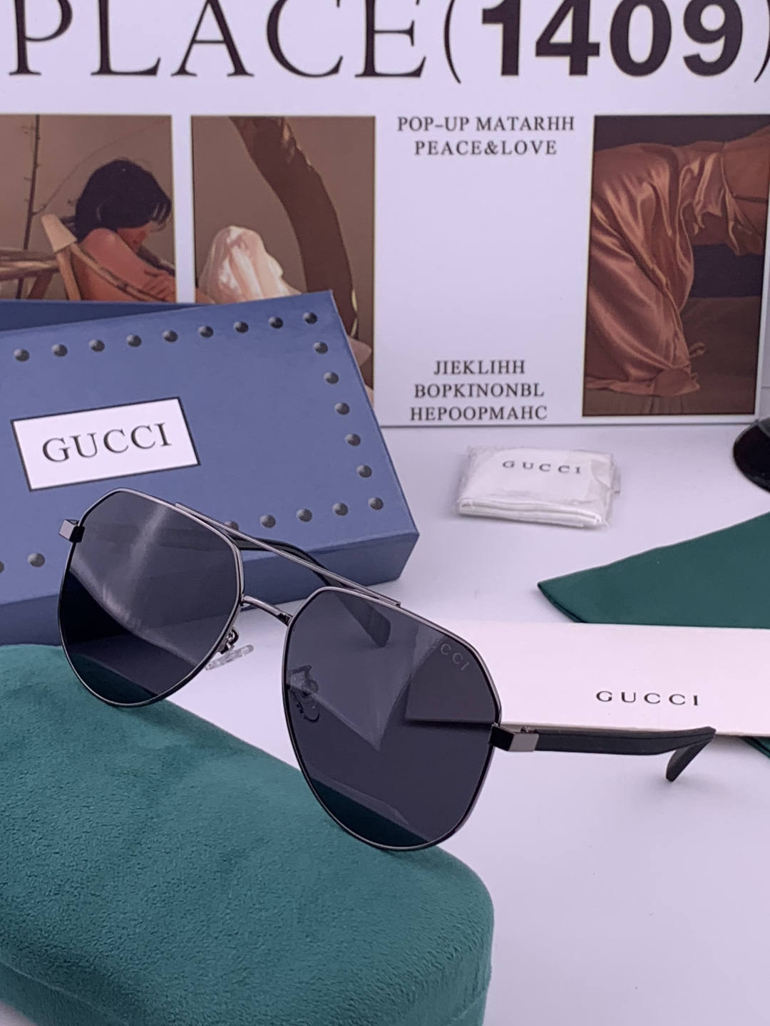 Gucci 。  高品质男女款墨镜   👍 进口宝丽来偏光镜片  。蛤蟆镜 开车钓鱼都可 。百搭显瘦墨镜韩版男士飞行员大