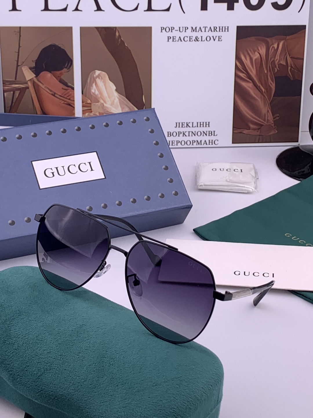 Gucci 。  高品质男女款墨镜   👍 进口宝丽来偏光镜片  。蛤蟆镜 开车钓鱼都可 。百搭显瘦墨镜韩版男士飞行员大
