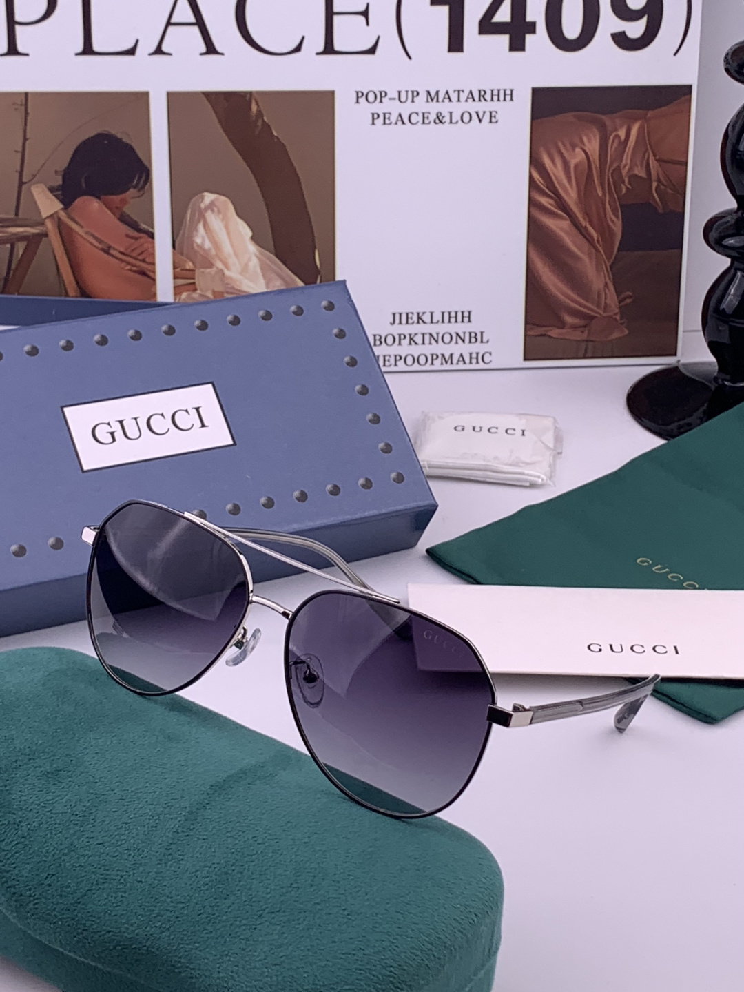 Gucci 。  高品质男女款墨镜   👍 进口宝丽来偏光镜片  。蛤蟆镜 开车钓鱼都可 。百搭显瘦墨镜韩版男士飞行员大