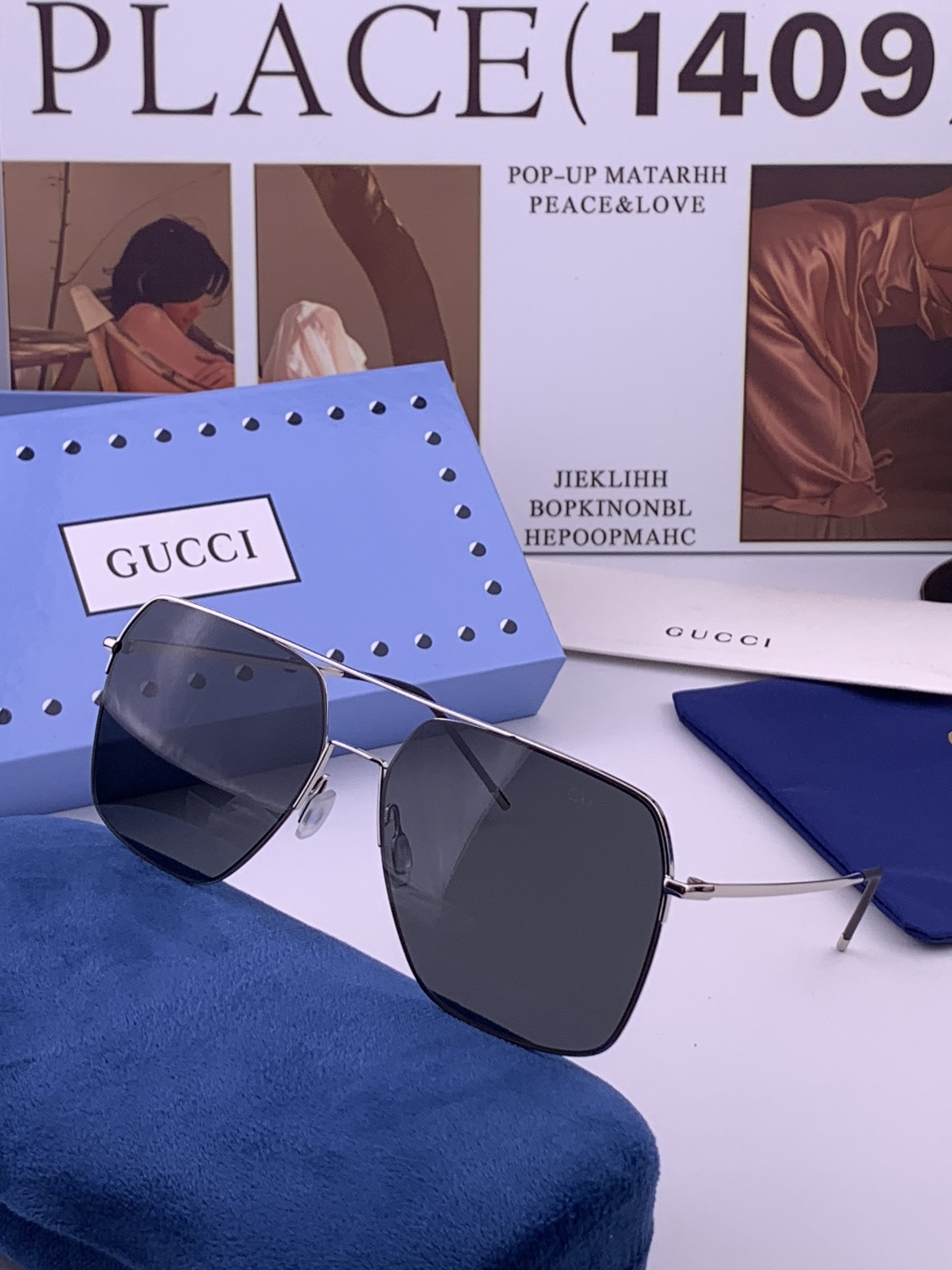 GUCCI 男款炫彩飞行员偏光太阳镜 ❤️材质：高清尼龙加厚卡槽高清偏光镜片 🌹无边框镜架💕颜👍型号：G91808