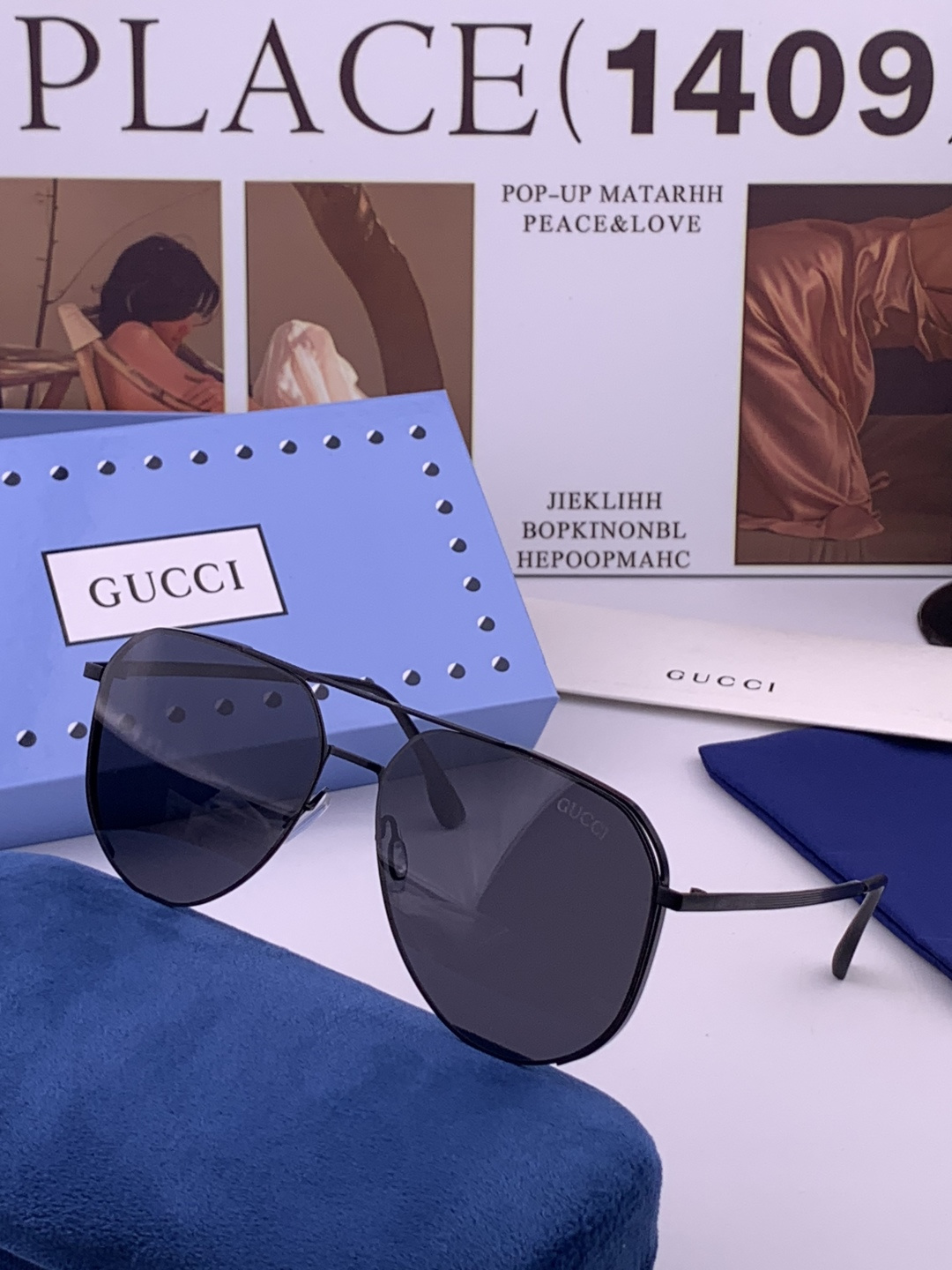 GUCCI 男款炫彩飞行员偏光太阳镜 ❤️材质：高清尼龙加厚卡槽高清偏光镜片 🌹无边框镜架💕颜👍型号：G31809
