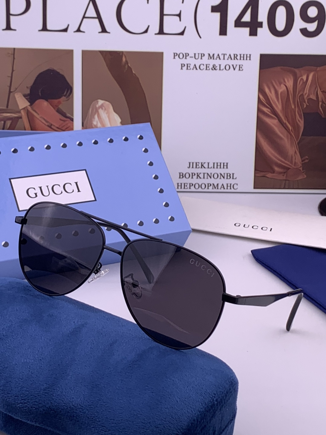 Gucci 。  高品质男女款墨镜   👍 进口宝丽来偏光镜片  。蛤蟆镜 开车钓鱼都可 。百搭显瘦墨镜韩版男士飞行员大