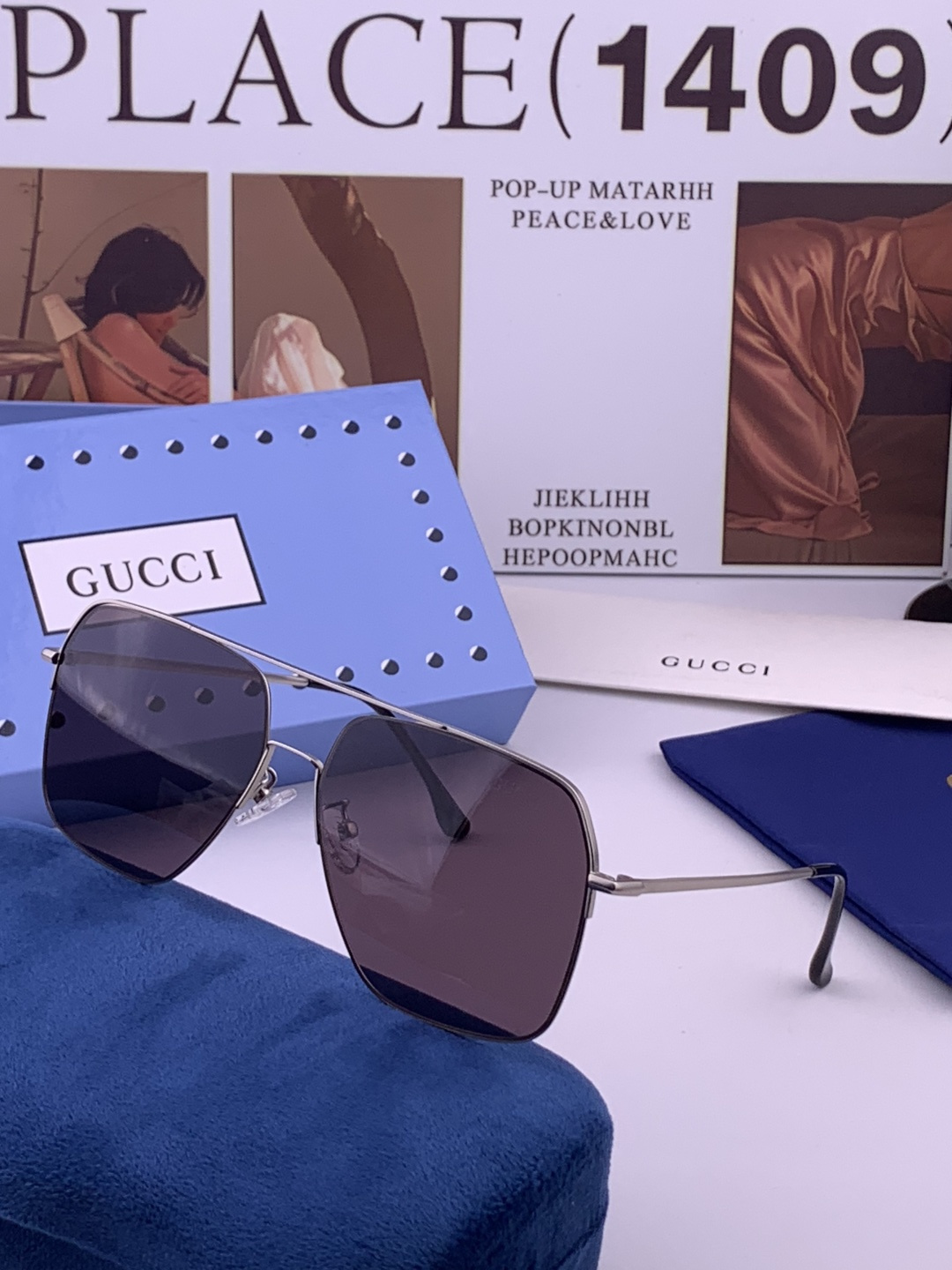 GUCCI 男款炫彩飞行员偏光太阳镜 ❤️材质：高清尼龙加厚卡槽高清偏光镜片 🌹无边框镜架💕颜👍型号：G0702