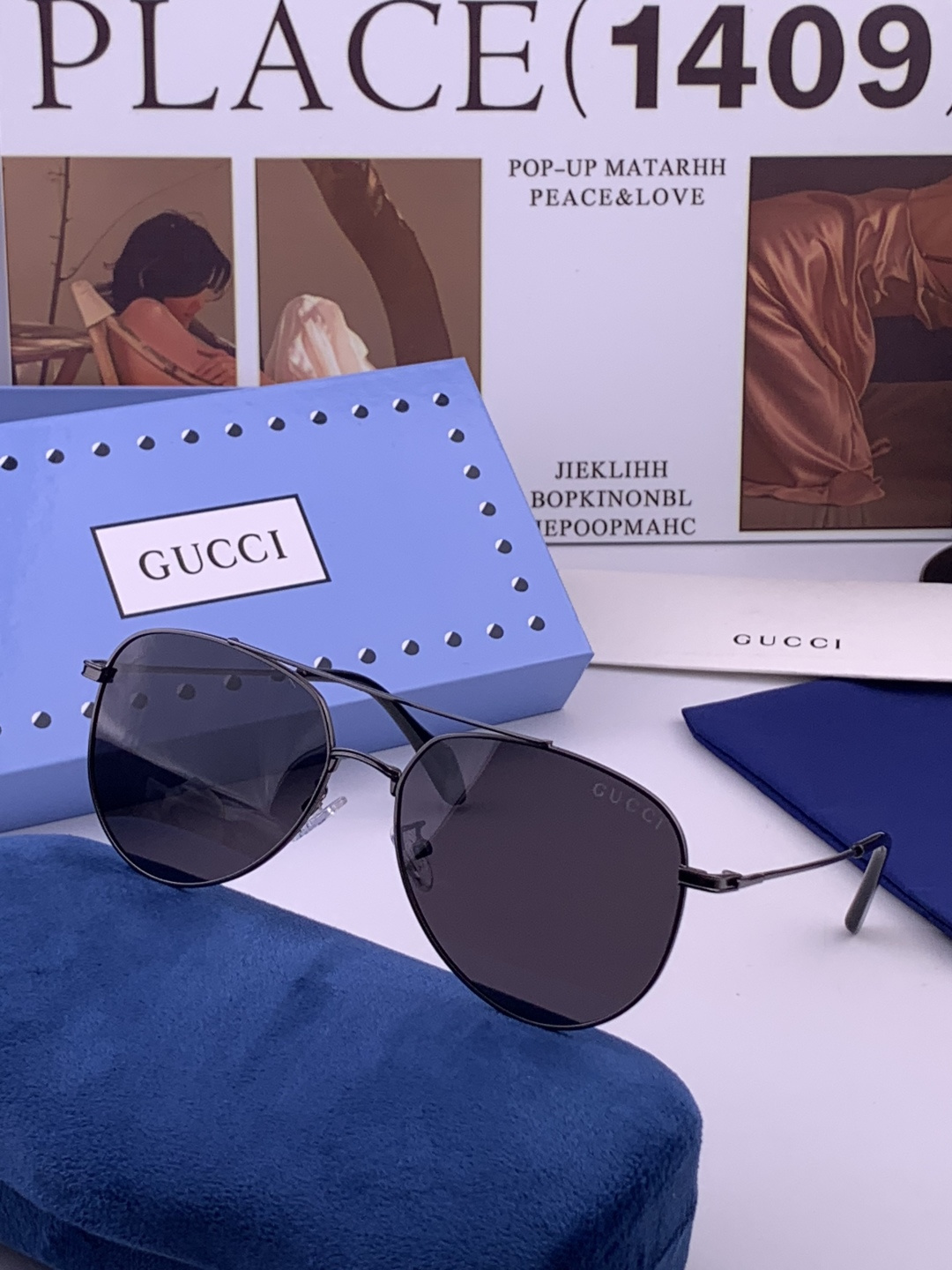 Gucci 。  高品质男女款墨镜   👍 进口宝丽来偏光镜片  。蛤蟆镜 开车钓鱼都可 。百搭显瘦墨镜韩版男士飞行员大
