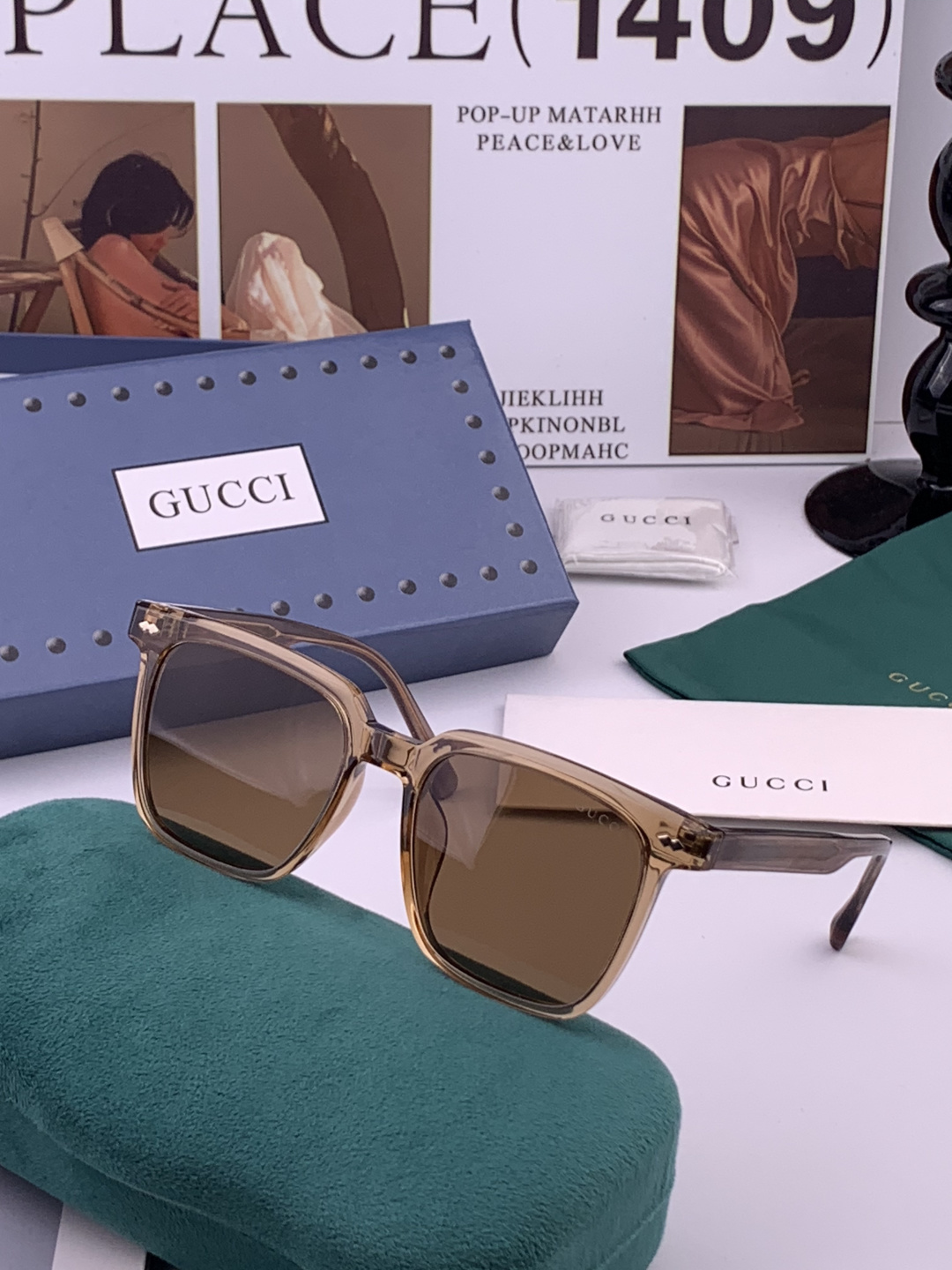 🔺GUCCI🔻古驰 GG方框太阳镜 完美品质 🎓独特设计  适合各种脸型 亮相时装周 超时尚百搭 实物精致  情侣款 男