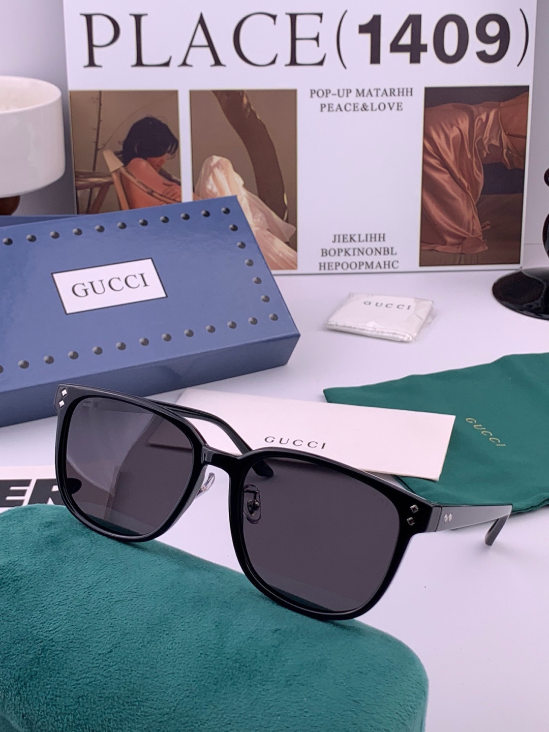 🔺 【GUCCI】开春新款 潮流爆款 时尚方框偏光太阳镜 高品质 佩戴舒适 网红潮款墨镜 女士高清尼龙偏光太阳镜🕶️ 🎉