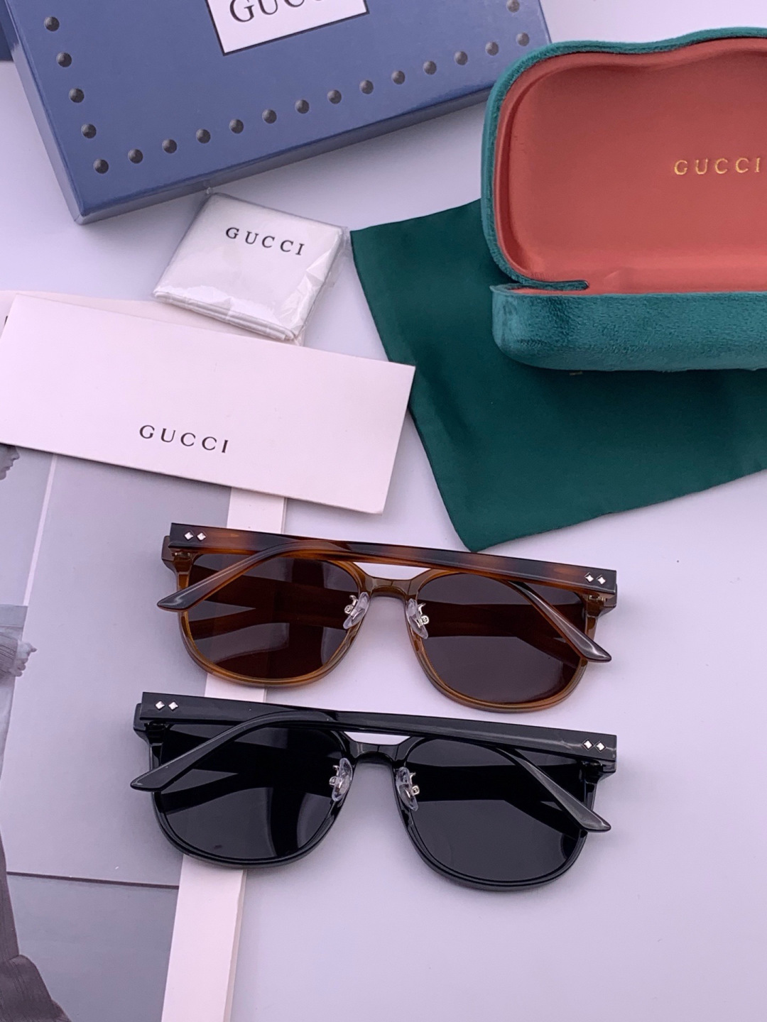 🔺 【GUCCI】开春新款 潮流爆款 时尚方框偏光太阳镜 高品质 佩戴舒适 网红潮款墨镜 女士高清尼龙偏光太阳镜🕶️ 🎉