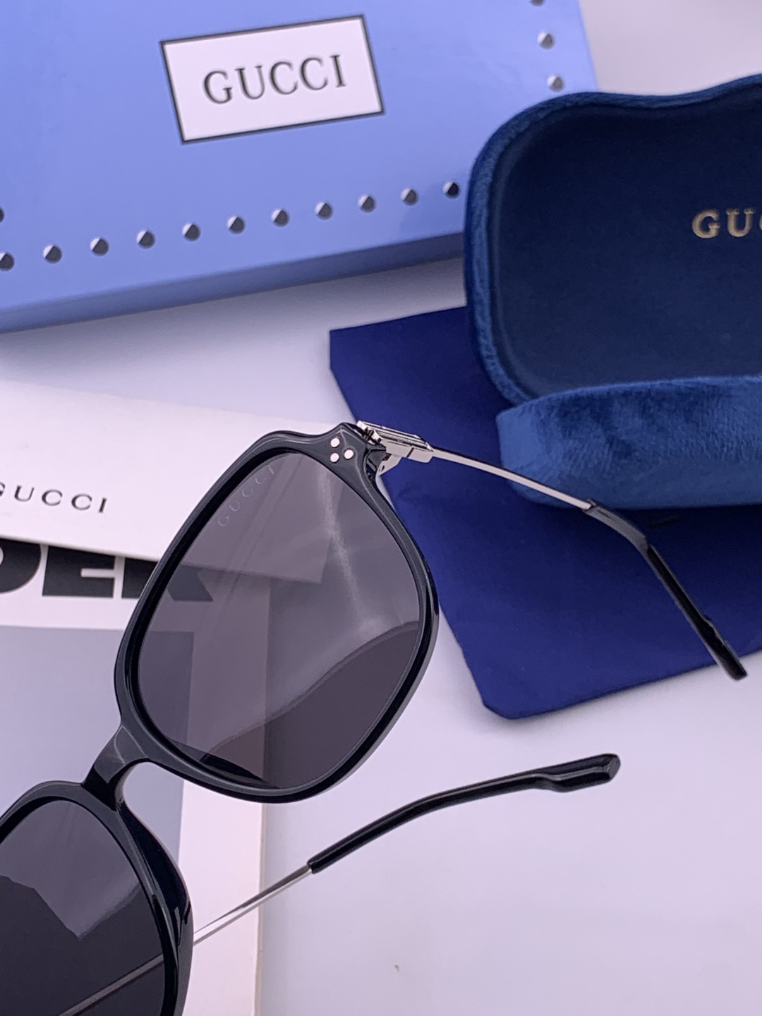 🔺 【GUCCI】开春新款 潮流爆款 时尚方框偏光太阳镜 高品质 佩戴舒适 网红潮款墨镜 女士高清尼龙偏光太阳镜🕶️ 🎉