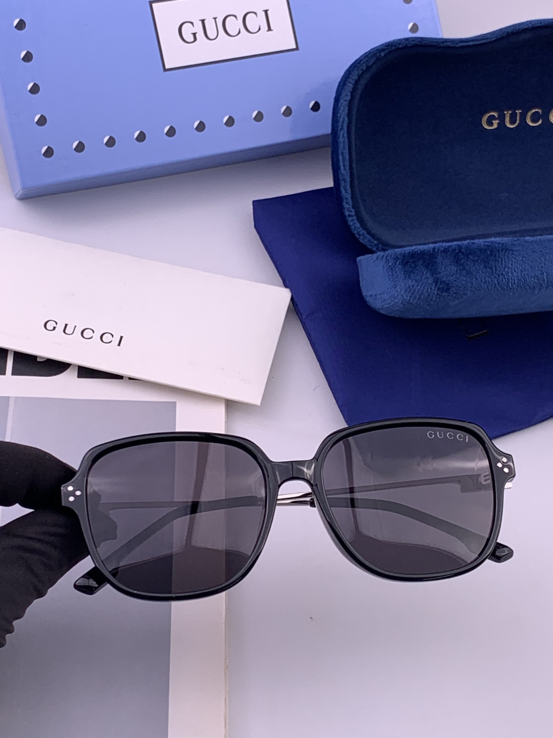 🔺 【GUCCI】开春新款 潮流爆款 时尚方框偏光太阳镜 高品质 佩戴舒适 网红潮款墨镜 女士高清尼龙偏光太阳镜🕶️ 🎉