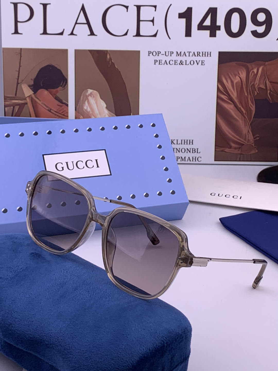 🔺 【GUCCI】开春新款 潮流爆款 时尚方框偏光太阳镜 高品质 佩戴舒适 网红潮款墨镜 女士高清尼龙偏光太阳镜🕶️ 🎉
