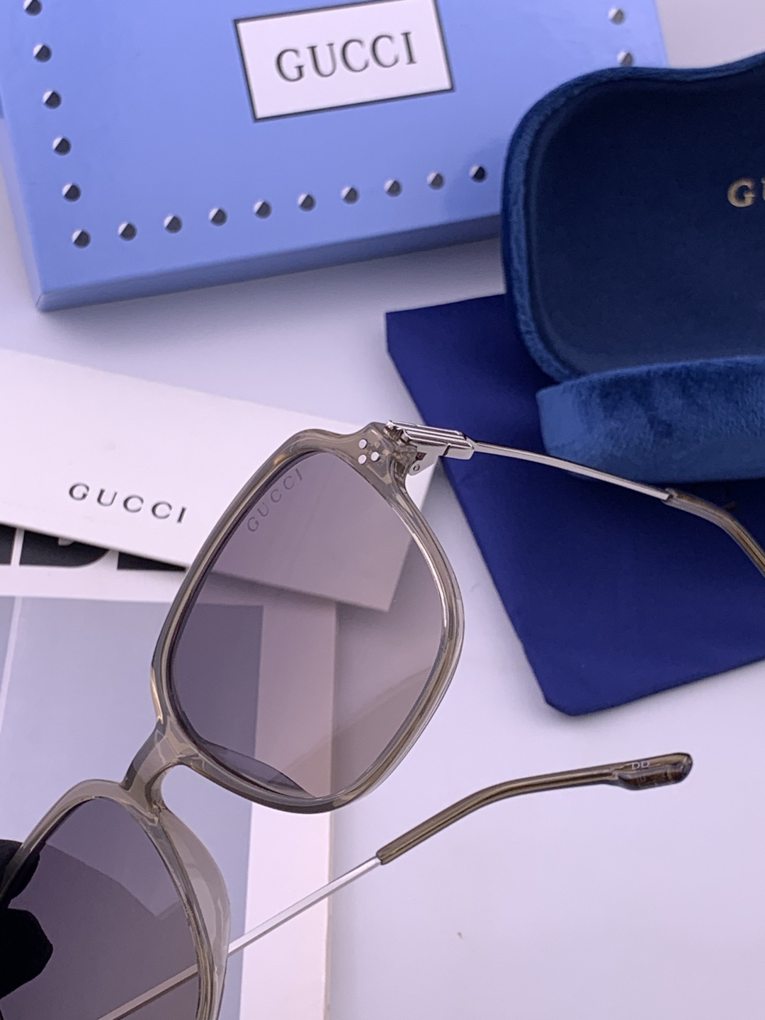 🔺 【GUCCI】开春新款 潮流爆款 时尚方框偏光太阳镜 高品质 佩戴舒适 网红潮款墨镜 女士高清尼龙偏光太阳镜🕶️ 🎉